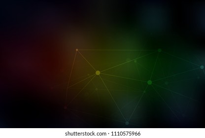 Dark Green, Red vector template with circles, triangles. Decorative design in abstract style with triangle structure. Pattern can be used as texture of wallpapers.
