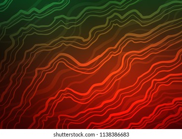 Dark Green, Red vector template with bent ribbons. Glitter abstract illustration with wry lines. The template for cell phone backgrounds.
