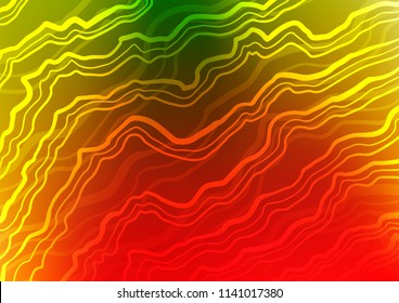 Dark Green, Red vector template with abstract lines. A vague circumflex abstract illustration with gradient. Textured wave pattern for backgrounds.