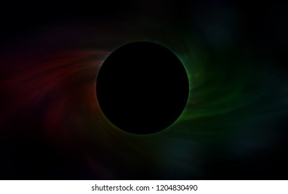 Dark Green, Red vector template with a black hole, space. Illustration with colorful milky way stars and a black hole. Black Friday design for ads, commercials.
