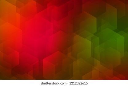 Dark Green, Red vector template in hexagonal style. Colorful hexagons on white backdrop. New template for your brand book.