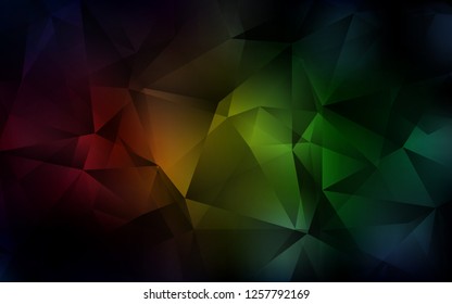 Dark Green, Red vector template with crystals, triangles. Triangles on abstract background with colorful gradient. Best design for your ad, poster, banner.