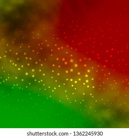 Dark Green, Red vector template with neon stars. Colorful illustration in abstract style with gradient stars. Best design for your ad, poster, banner.