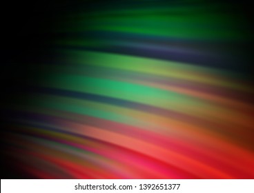 Dark Green, Red vector template with abstract lines. Blurred geometric sample with gradient bubbles.  New composition for your brand book.
