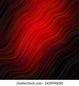 Dark Green, Red vector template with wry lines. Colorful geometric sample with gradient curves.  Best design for your posters, banners.