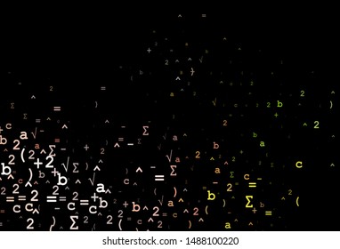 Dark Green, Red vector template with math simbols. Modern geometrical illustration with numerals. Best design for your math college.