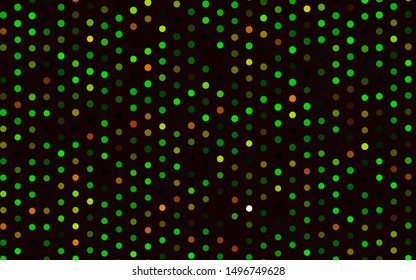 Dark Green, Red vector template with circles. Glitter abstract illustration with blurred drops of rain. Pattern of water, rain drops.