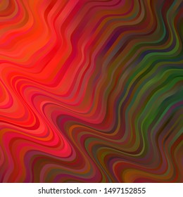 Dark Green, Red vector template with curves. Abstract illustration with bandy gradient lines. Pattern for busines booklets, leaflets