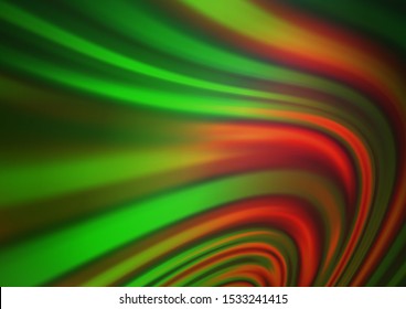 Dark Green, Red vector template with bent lines. Brand new colored illustration in marble style with gradient. A new texture for your  ad, booklets, leaflets.
