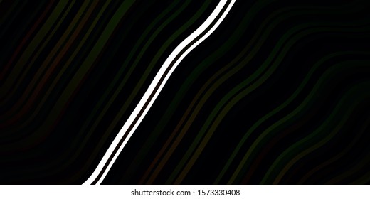 Dark Green, Red vector template with curves. Colorful abstract illustration with gradient curves. Best design for your ad, poster, banner.