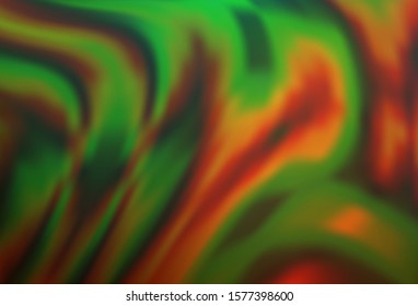 Dark Green, Red vector template with liquid shapes. Shining illustration, which consist of blurred lines, circles. Marble style for your business design.