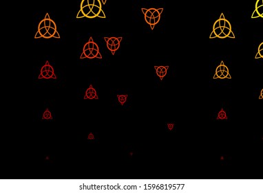 Dark Green, Red vector template with esoteric signs. Colorful mystic symbols with a gradient in ancient style. Best design halloween events.