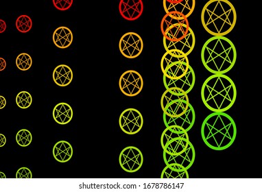 Dark Green, Red vector template with esoteric signs. Retro design in abstract style with witchcraft forms. Background for esoteric, mystic designs.