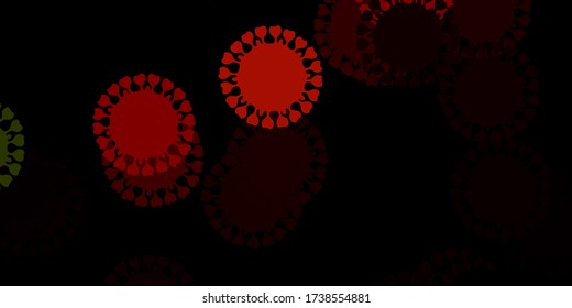 Dark green, red vector template with flu signs. Smart illustration with covid signs in decorative style. Simple drawing against danger fever.
