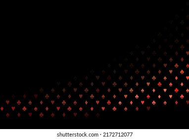 Dark green, red vector template with poker symbols. Colored illustration with hearts, spades, clubs, diamonds. Pattern for leaflets of poker games, events.