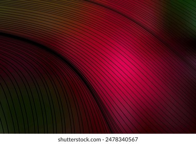 Verde oscuro, Plantilla de Vector rojo con líneas curvas. Una ilustración abstracta circunfleja con degradado. Diseño Abstractas para su Sitio web.