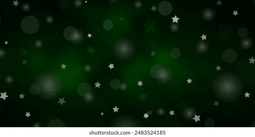 Dark Green, Red vector template with circles, stars. Abstract illustration with colorful spots, stars. Pattern for trendy fabric, wallpapers.