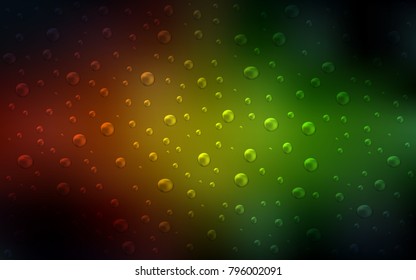 Dark Green, Red vector template with circles. Illustration with set of shining colorful abstract circles. Pattern can be used as texture of water, rain drops.