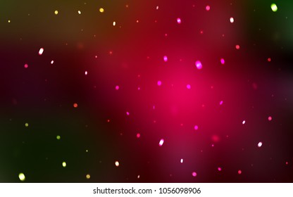 Dark Green, Red vector texture with colored snowflakes. Shining colored illustration with snow in christmas style. New year design for your business advert.