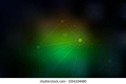 Dark Green, Red vector texture with disks, lines. Colorful illustration with circles and lines in futuristic style. Pattern can be used for ads, leaflets.