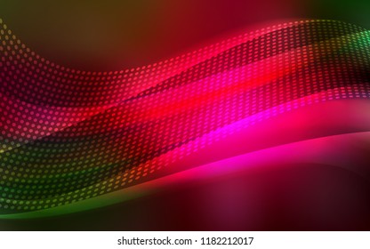 Dark Green, Red vector texture with disks, lines. Glitter abstract illustration with connection of triangle structure. Trendy design for wallpaper, fabric makers.