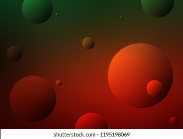 Dark Green, Red vector texture with disks. Illustration with set of shining colorful abstract circles. The pattern can be used for beautiful websites.