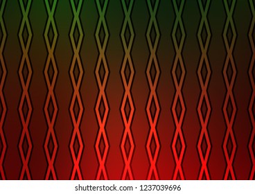 Dark Green, Red vector texture with lines, rhombuses. Colorful lines, squares on abstract background with gradient. Pattern for business booklets, leaflets.