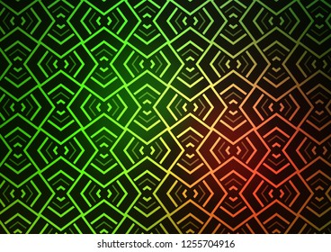 Dark Green, Red vector texture with colored lines. Glitter abstract illustration with colored sticks. Best design for your ad, poster, banner.