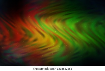 Dark Green, Red vector texture with milky way stars. Glitter abstract illustration with colorful cosmic stars. Pattern for astrology websites.