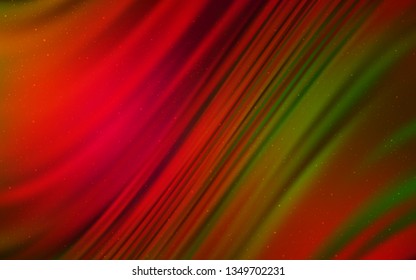 Dark Green, Red vector texture with milky way stars. Space stars on blurred abstract background with gradient. Pattern for futuristic ad, booklets.