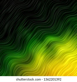 Dark Green, Red vector texture with wry lines. Abstract illustration with bandy gradient lines. Pattern for ads, commercials.