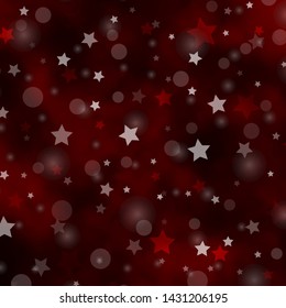Dark Green, Red vector texture with circles, stars. Colorful illustration with gradient dots, stars. Texture for window blinds, curtains.