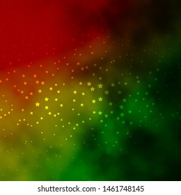Dark Green, Red vector texture with beautiful stars. Shining colorful illustration with small and big stars. Pattern for websites, landing pages.