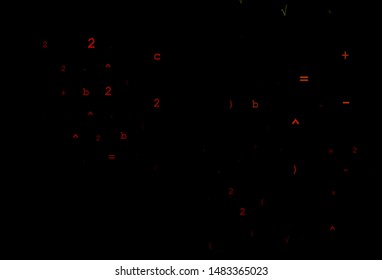 Dark Green, Red vector texture with mathematic symbols. Colored mathematic signs with gradient on white background. Best design for your math college.