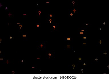 Dark Green, Red vector texture with mathematic symbols. Shining colorful illustration with isolated Digit signs. Pattern for posters, banners of math books.