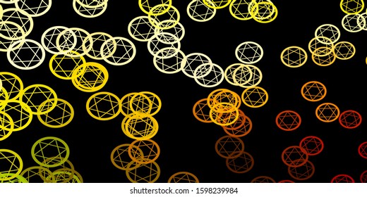 Dark Green, Red vector texture with religion symbols. Illustration with magical signs of spiritual power. Design for magic, spiritual events.