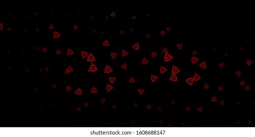 Dark Green, Red vector texture with religion symbols. Illustration with magical signs of spiritual power. Best design halloween events.