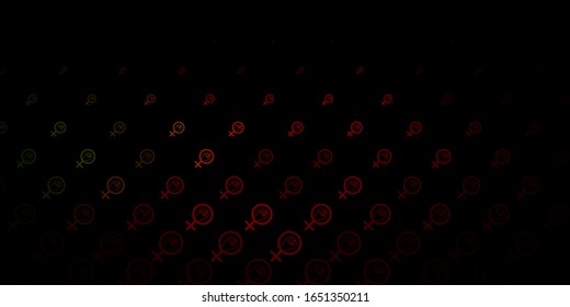 Dark Green, Red vector texture with women's rights symbols. Colorful feminism symbols with a gradient in modern style. Simple design for your web site.