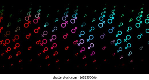Dark Green, Red vector texture with women's rights symbols. Illustration with signs of women's strength and power. Elegant design for wallpapers.