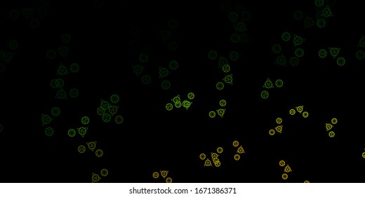 Dark Green, Red vector texture with religion symbols. Retro design in abstract style with witchcraft forms. Design for magic, spiritual events.