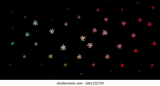 Dark green, red vector texture with disease symbols. Smart illustration with covid signs in decorative style. Simple drawing against danger fever.