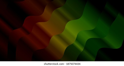 Dark Green, Red vector texture with curves. Bright illustration with gradient circular arcs. Template for your UI design.