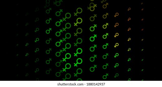 Dark Green, Red vector texture with women's rights symbols. Colorful illustration with gradient feminism shapes. Elegant design for wallpapers.