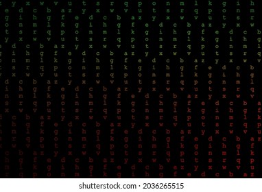 Dark green, red vector texture with ABC characters. Colored alphabet signs with gradient on white background. The pattern can be used for school, grammar websites.