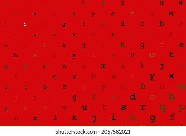 Dark green, red vector texture with ABC characters. Colored alphabet signs with gradient on white background. The pattern can be used as ads, poster, banner for books.