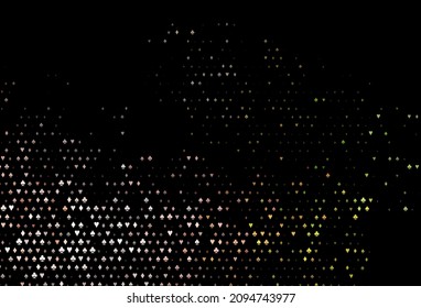Dark green, red vector texture with playing cards. Illustration with set of hearts, spades, clubs, diamonds. Smart design for your business advert of casinos.
