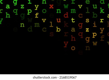 Dark green, red vector texture with ABC characters. Blurred design in simple style with signs of alphabet. Smart design for your business advert of university.