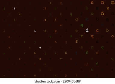 Dark green, red vector texture with ABC characters. Abstract illustration with colored latin alphabet. Smart design for your business advert of university.