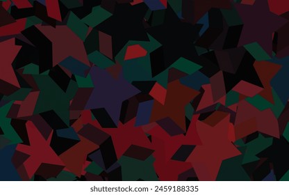 Dark Green, Red vector texture with beautiful stars. Shining colored illustration with stars. Template for cosmic backgrounds.