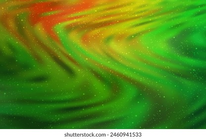 Dark Green, Red vector texture with milky way stars. Space stars on blurred abstract background with gradient. Template for cosmic backgrounds.